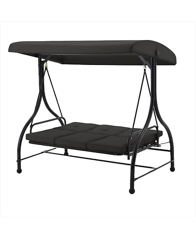 Boyel Living 3-Person Metal Patio Swing Outdoor Porch Chair for Adults Garden Backyard Deck
