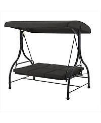 Boyel Living 3-Person Metal Patio Swing Outdoor Porch Chair for Adults Garden Backyard Deck