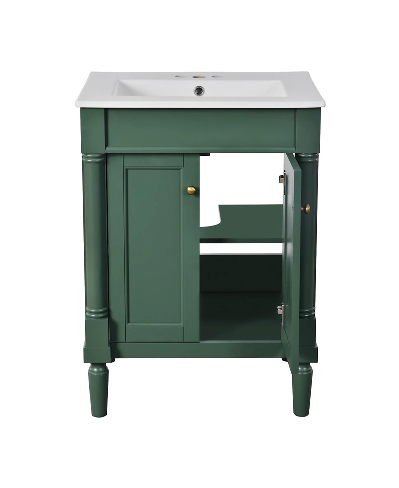 Casainc 24" Vanity with Sink and 2-Tier Shelf, Modern Freestanding Cabinet