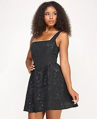 City Studios Juniors' Metallic Jacquard Fit & Flare Dress