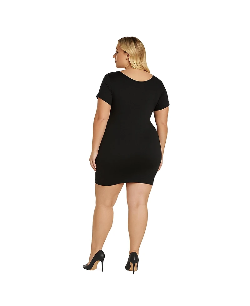 Poetic Justice Plus Cutout Tie Front Short Sleeve Mini Dress