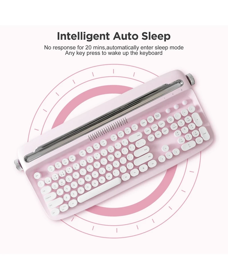 Yunzii Actto B503 Wireless Keyboard Retro Bluetooth Aesthetic Typewriter Style Keyboard with Integrated Stand