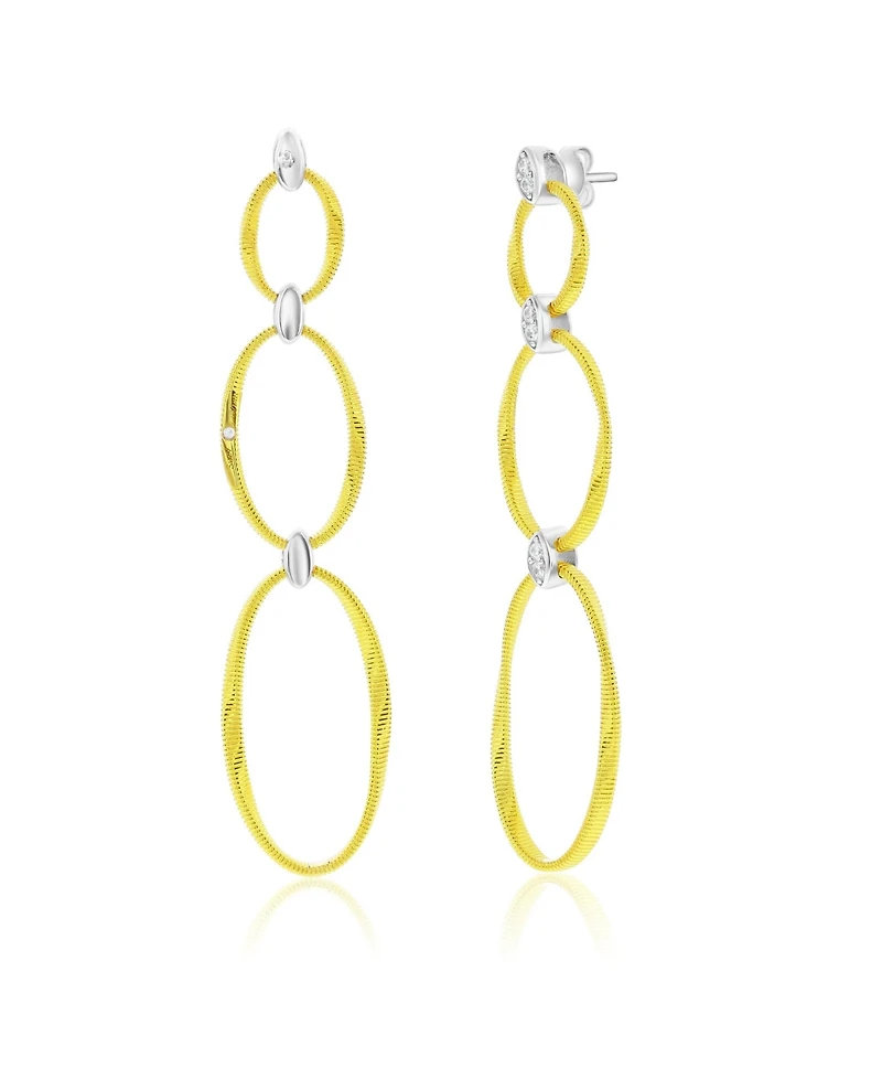Suzy Levian New Yor Suzy Levian Golden Helix Sterling Silver & Cubic Zirconia Double Oval Drop Earrings