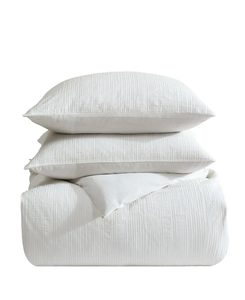 Vera Wang Bark Texture Cotton Jacquard 3-Pc. Duvet Cover Set, King