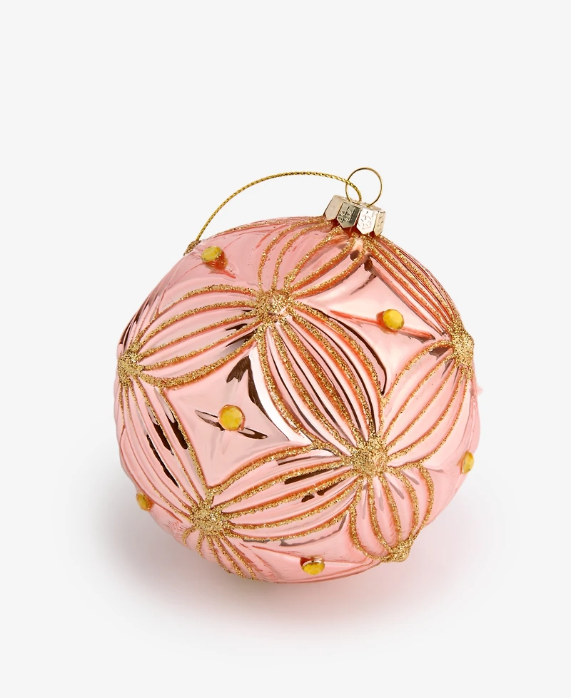Holiday Lane Glitter Texture Glass Ball Ornament, Macy's Exclusive