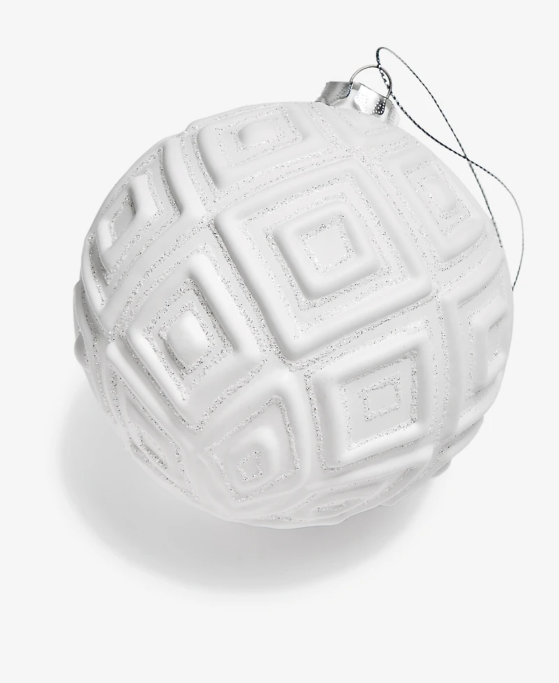 Holiday Lane Nordic Wonderland Glass White Ball Ornament, Macy's Exclusive