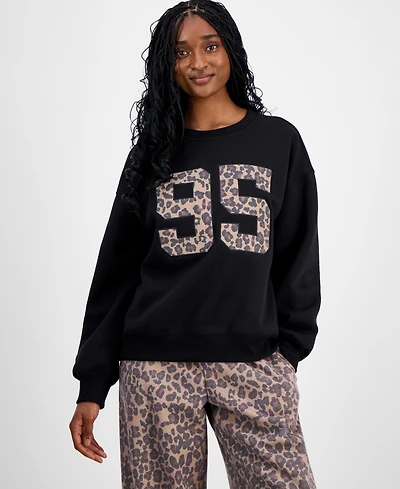 Madden Girl Juniors' Patch Crewneck Long-Sleeve Sweatshirt