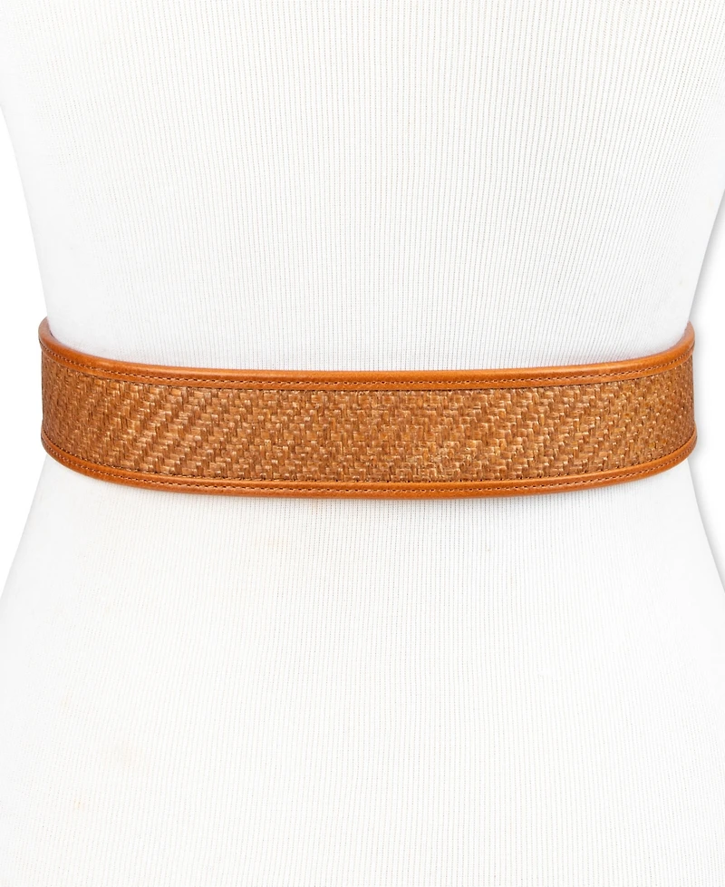 Cole Haan Women's Leather and Raffia Casual Belt