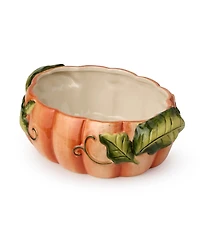 Certified International Harvest Fields 3-d Pumpkin Shallow Serving Bowl