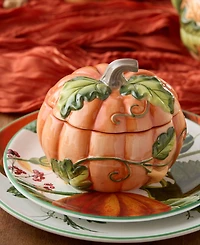 Certified International Harvest Fields 3-d Pumpkin Covered Soup Bowls, Set of 2