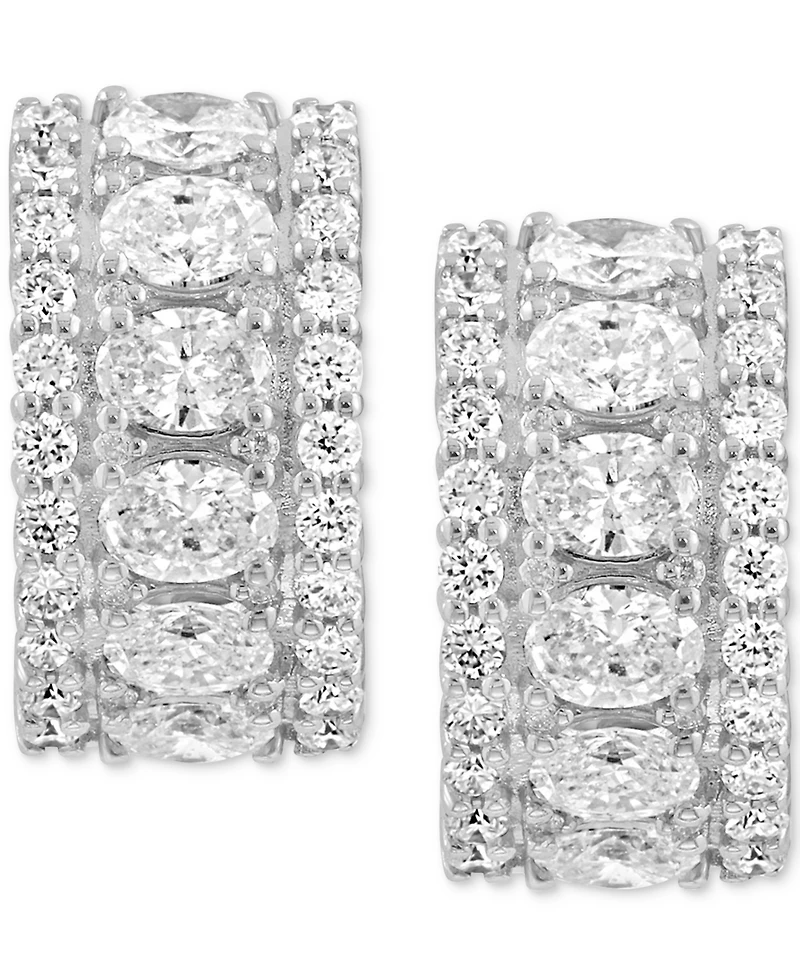 Effy Lab Grown Diamond Small Hoop Earrings (2-1/5 ct. t.w.) in 14k White Gold, 0.59"