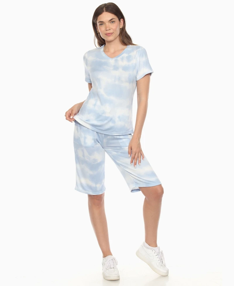 White Mark Women's Short Sleeve and Capri Lounge Set
