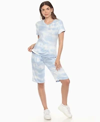 White Mark Women's Short Sleeve and Capri Lounge Set