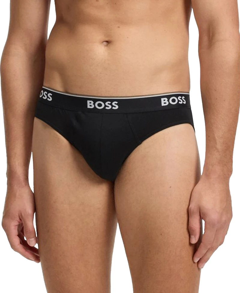 Boss by Hugo Men's Power 3-Pk. Tipped Logo Waistband Briefs