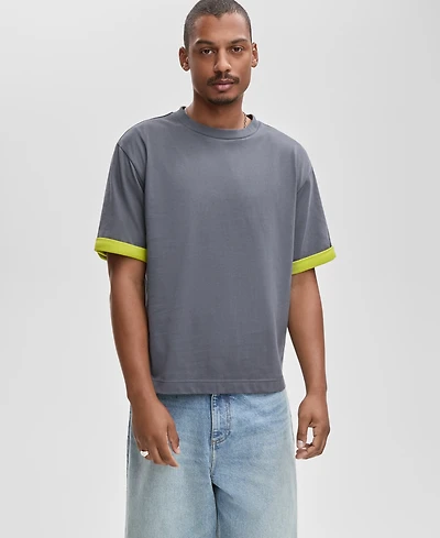 Mode of One Men's Short-Sleeve Reverse-Sleeve Cotton T-Shirt, Macy's Exclusive