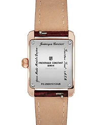 Frederique Constant Women's Swiss Carree Burgundy Leather Strap Watch 23mm