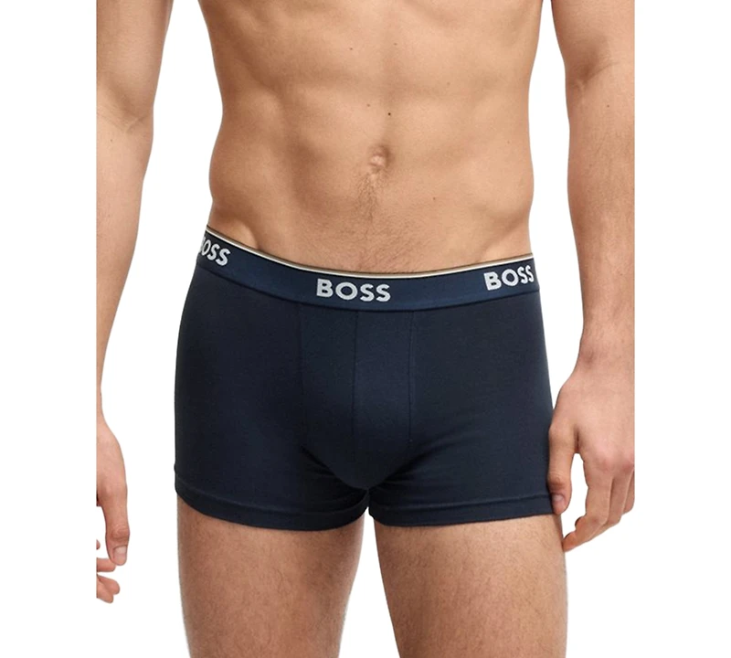 Boss by Hugo Men's Power 3-Pk. Tipped Logo Waistband Trunks