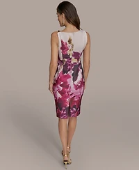 Donna Karan New York Women's Scuba Floral-Print Asymmetrical-Neck Sheath Dress