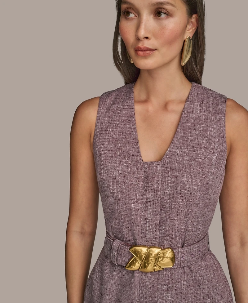 Donna Karan New York Women's Front-Zip Belted Sheath Dress