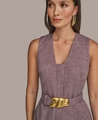 Donna Karan New York Women's Front-Zip Belted Sheath Dress