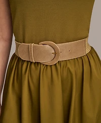 Donna Karan New York Women's Mixed-Media Belted Halter Dress