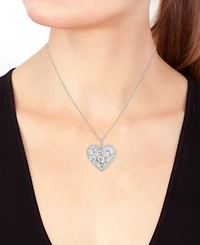 Effy Lab Grown Diamond Mixed-Cut Heart Cluster Pendant Necklace (2-5/8 ct. t.w.) in 14k White Gold, 18" + 1" extender