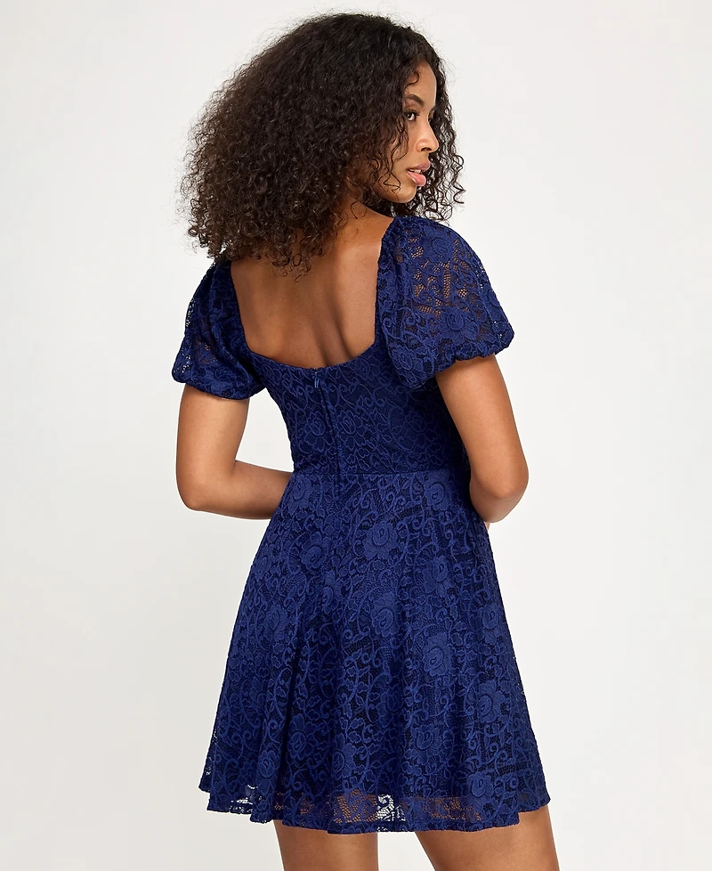 City Studios Juniors' Lace Fit & Flare Dress