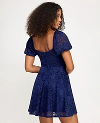 City Studios Juniors' Lace Fit & Flare Dress