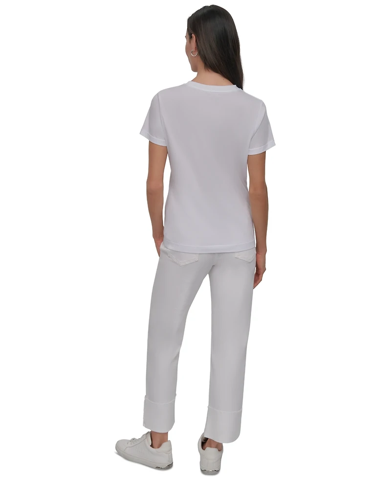 Dkny Jeans Women's New York Rhinestone Logo T-Shirt