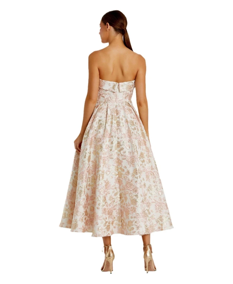 Mac Duggal Women's Strapless Floral Brocade A Line Midi Dress