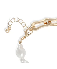 Bcbg Gold-Tone Link and Pearl Bracelet