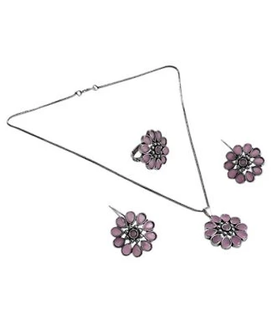 Sohi Oxidized Floral Jewellery Set