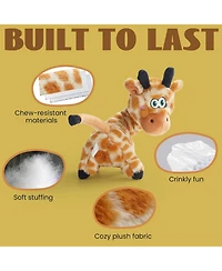 Nocciola Twistable Giraffe Stuffedless Dog Toy for Small Medium Breed, Christmas gift,Plush Chew Toy with Crinkle Paper and Soft Fabric