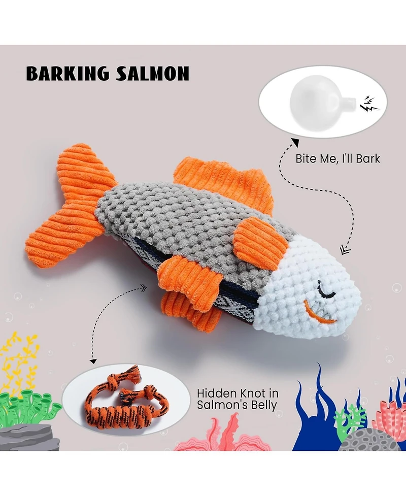 Nocciola 4 Pcs Sea Creatures Crinkle Squeaky Dog Toys,Christmas gift,Octopus Shark Crab Mussel Toys, Interactive Toys for Small, Medium & Large Dogs