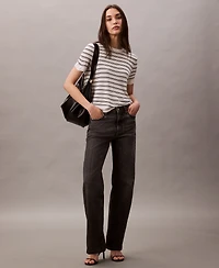Calvin Klein Women's Short-Sleeve Striped Sweater