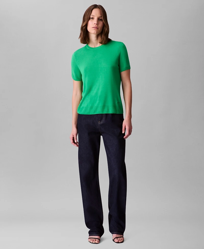 Calvin Klein Women's Fine Gauge Short-Sleeve Sweater