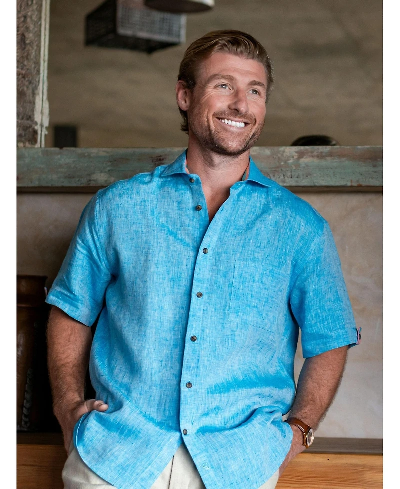 Koy Clothing Men's Regular Fit Short Sleeve Linen Shirt