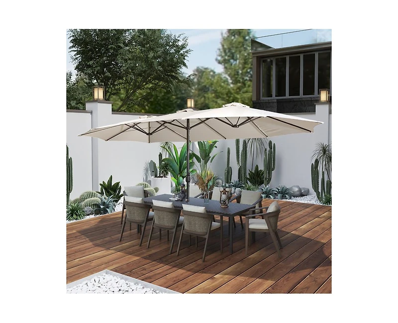 Casainc 181" x 106" Outdoor Double-Sided Market Umbrella With Base Patio