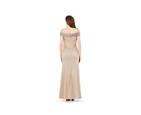 Amri Women's Off-The-Shoulder Cowl Neckline Dress With Floral Embellishment