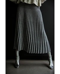 Sskein Women's Adeline Stripe Pleated Knit A Line Skirt