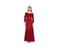 Amri Women's Off-The-Shoulder Floral Embellished Flary Gown