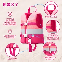 Roxy Life Vest Uscg Approved for kids, Lightweight Epe Foam with Quick-Release Buckles