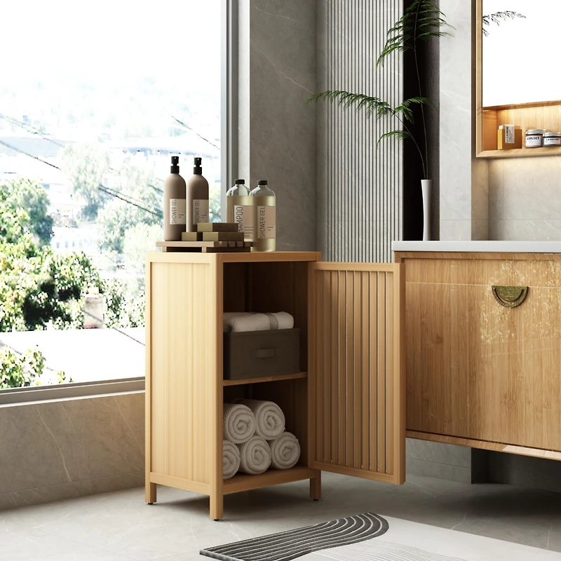 Casainc Bathroom Storage Cabinet with Door and Adjustable Shelf, Freestanding Floor Organizer for Multiple Rooms