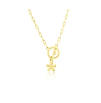 Simona Sterling Silver Flower Charm Paperclip Toggle Necklace