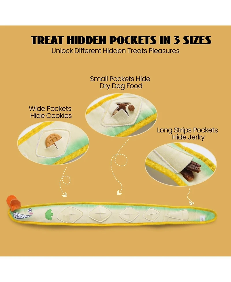 Nocciola No Stuffing Eel Crinkle Dog Squeaky Toys