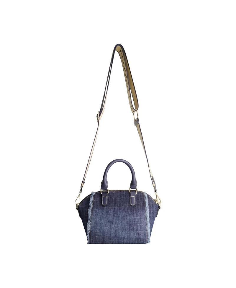 True Religion Frayed Denim Horseshoe Satchel