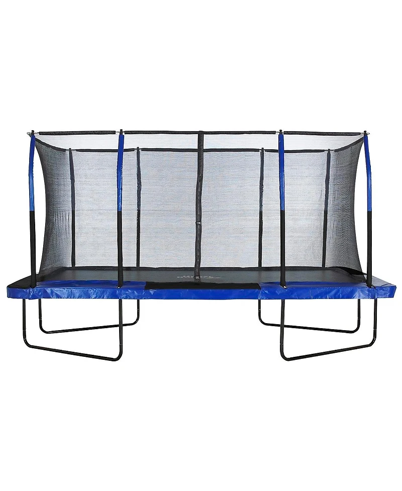 Plexalife 8' X 14' Gymnastics Style, Rectangular Trampoline Set with Premium Top-Ring Enclosure System - Blue/Black