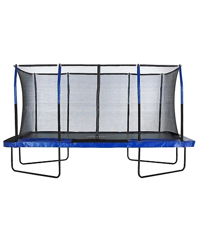 Plexalife 8' X 14' Gymnastics Style, Rectangular Trampoline Set with Premium Top-Ring Enclosure System - Blue/Black