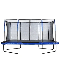 Plexalife 8' X 14' Gymnastics Style, Rectangular Trampoline Set with Premium Top-Ring Enclosure System - Blue/Black