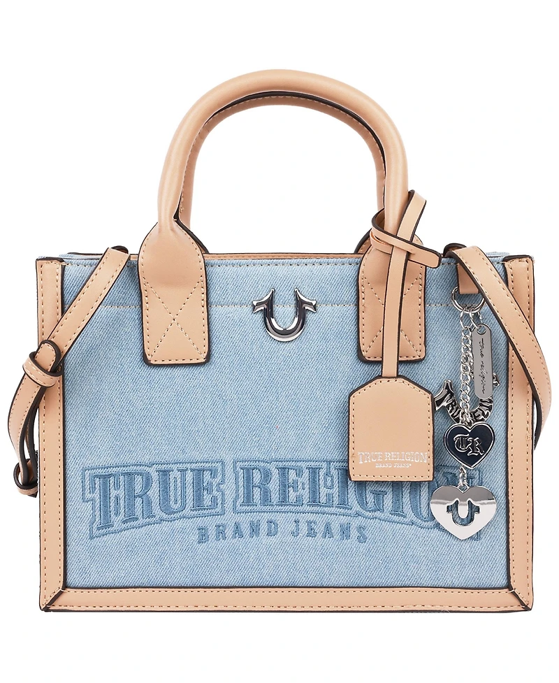 True Religion Bombe Logo Denim Tote